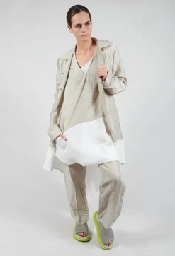 Deva Coat with Contrasting Fabric in Beige