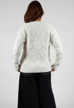 Diamond Cable Knit Cardigan in Cream