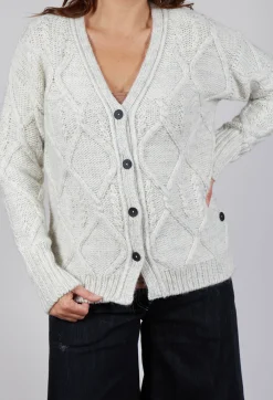 Diamond Cable Knit Cardigan in Cream