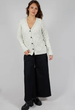 Diamond Cable Knit Cardigan in Cream