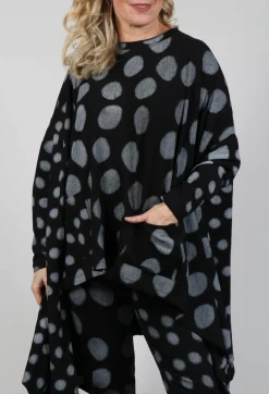 Dip Back Top in Grey Pois