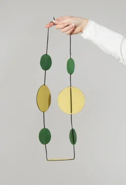 Disc Necklace in Lime with Green Pois