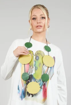 Disc Necklace in Lime with Green Pois
