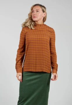 Dogtooth Blouse in Gold