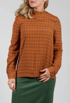 Dogtooth Blouse in Gold