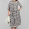 Dominga Print Dress in Brown Sticks