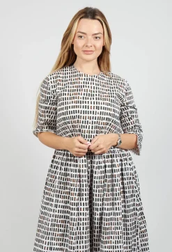 Dominga Print Dress in Brown Sticks