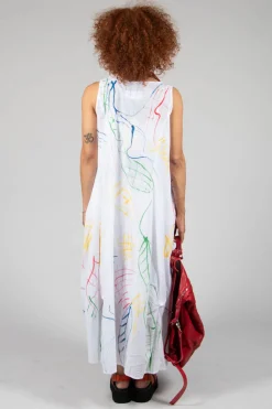 Doodle Print Dress in White