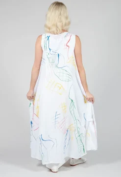 Doodle Print Dress in White