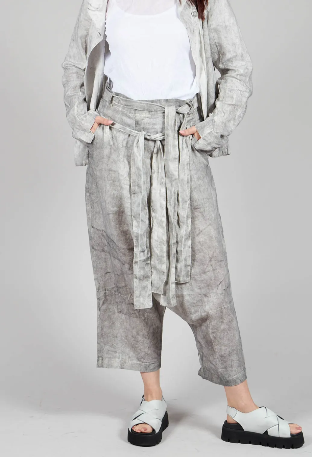 Double Belted Trousers in Dark Marble