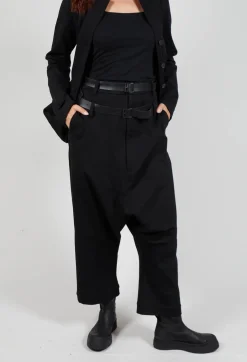 Double Belted Trousers in Black