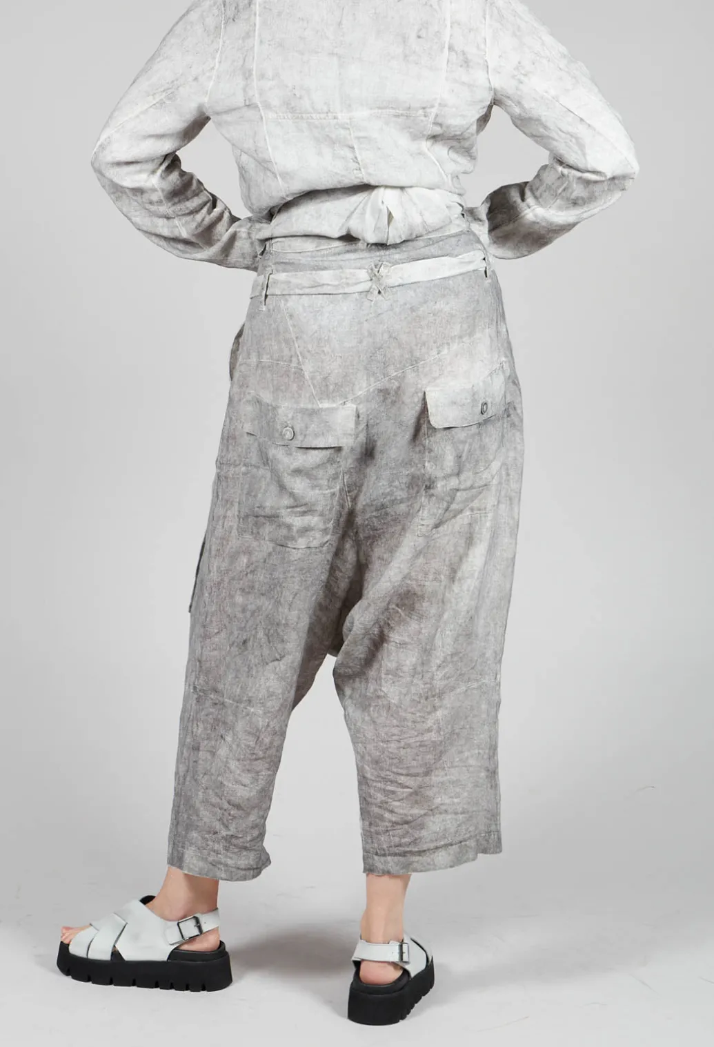Double Belted Trousers in Dark Marble