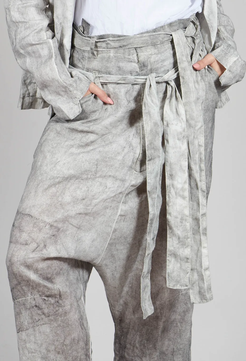 Double Belted Trousers in Dark Marble