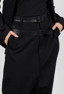 Double Belted Trousers in Black