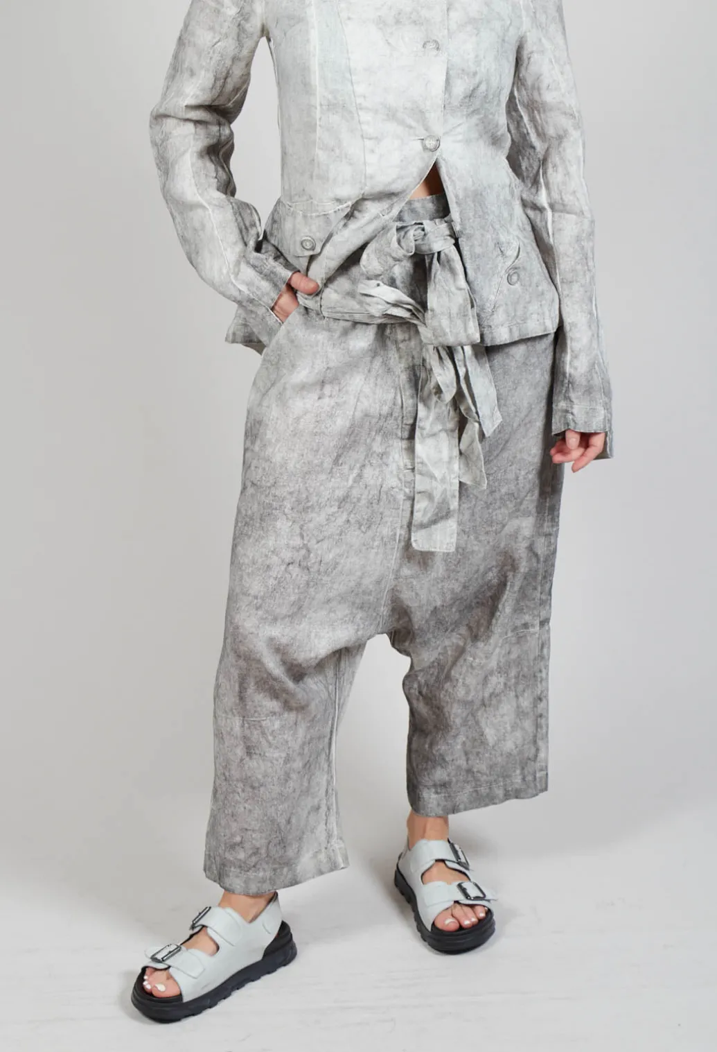 Double Belted Trousers in Dark Marble