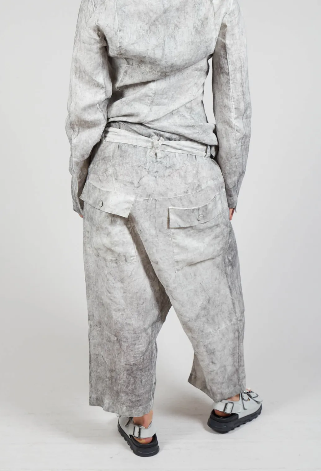 Double Belted Trousers in Dark Marble