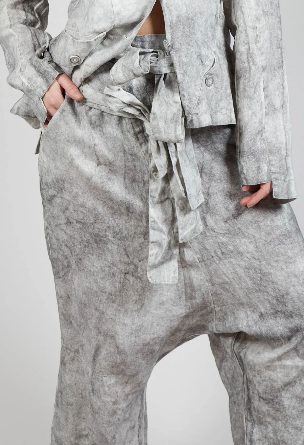 Double Belted Trousers in Dark Marble