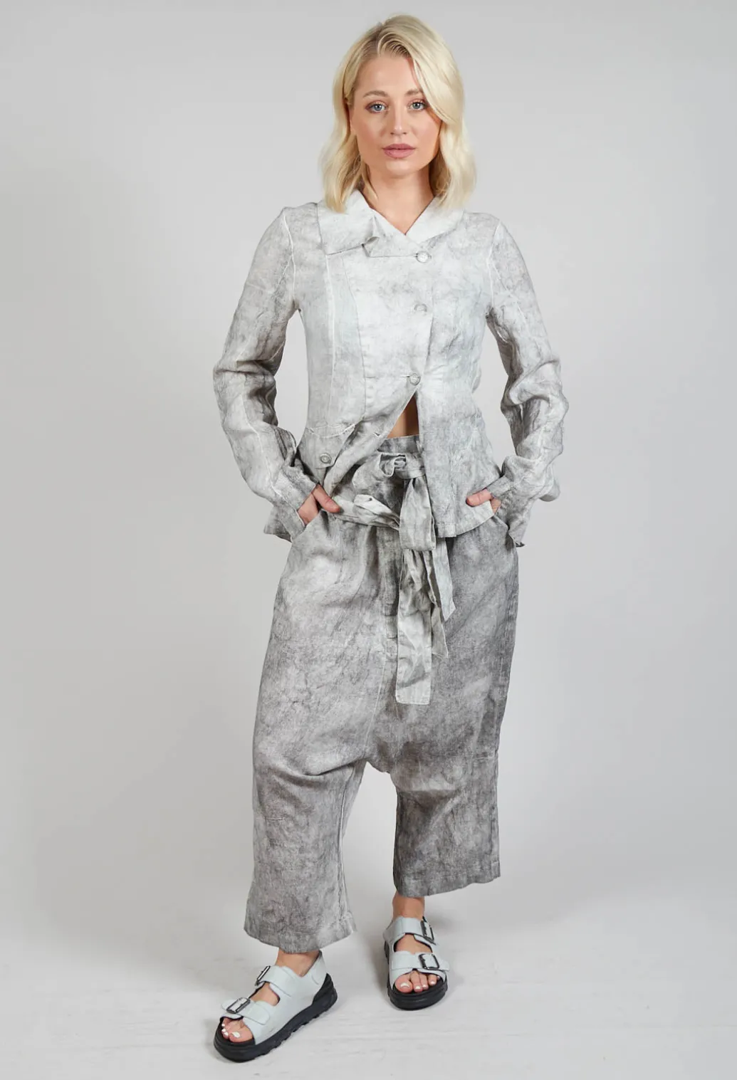 Double Belted Trousers in Dark Marble