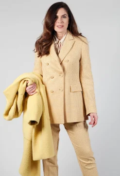 Double Breasted Blazer in Cream Yellow