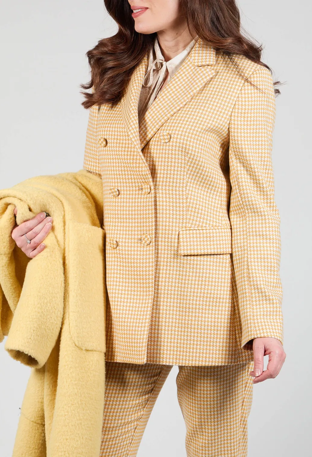 Double Breasted Blazer in Cream Yellow