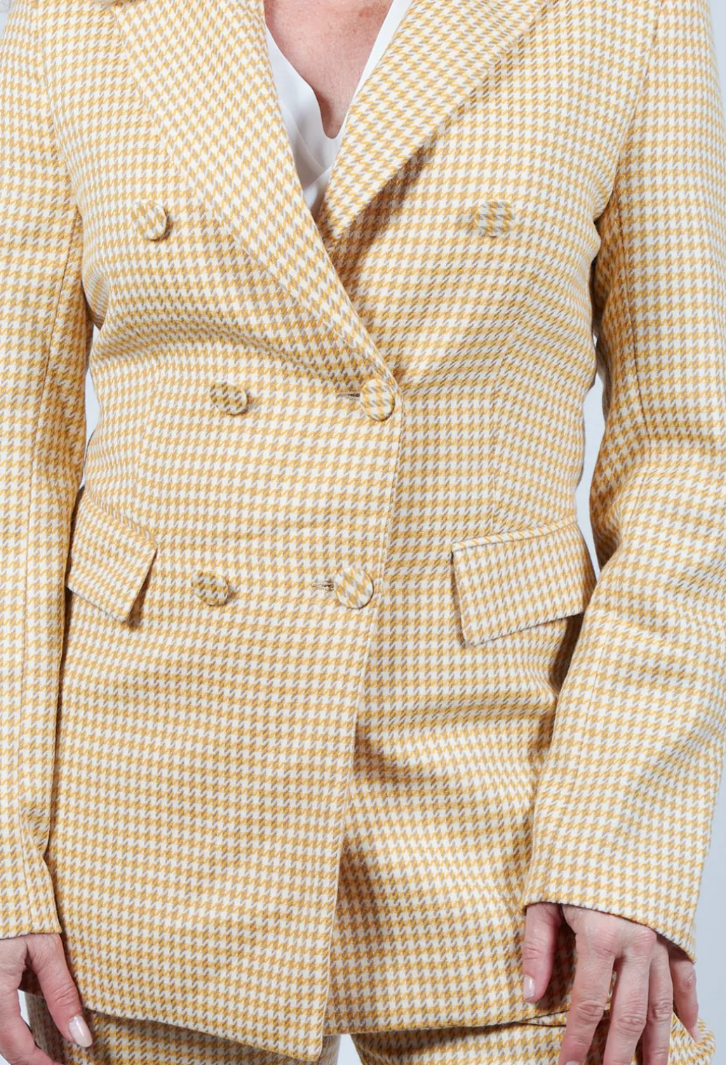 Double Breasted Blazer in Cream Yellow