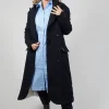 Double Breasted Coat in Navy Blue