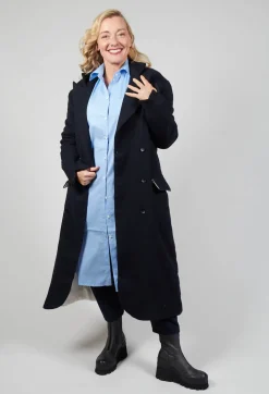 Double Breasted Coat in Navy Blue