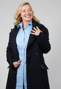 Double Breasted Coat in Navy Blue