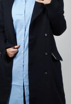 Double Breasted Coat in Navy Blue