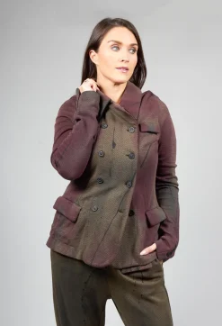 Double Breasted Jacket with Pointed Collar in Umbra Paint