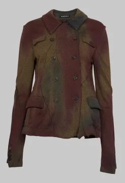 Double Breasted Jacket with Pointed Collar in Umbra Paint