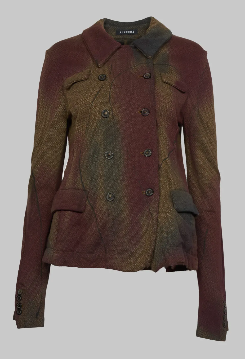 Double Breasted Jacket with Pointed Collar in Umbra Paint