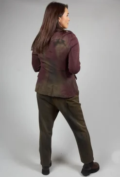 Double Breasted Jacket with Pointed Collar in Umbra Paint