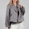 Double Breasted Short Jacket in Acciaio