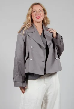 Double Breasted Short Jacket in Acciaio