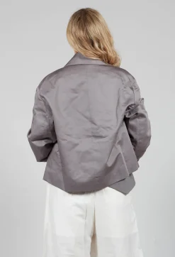 Double Breasted Short Jacket in Acciaio