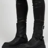 Double Buckle Ankle Boots in Gasoline Cobra Nero