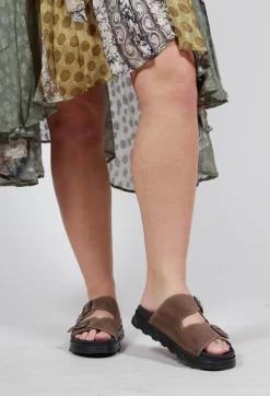 Double Buckle Sandals in London Taupe