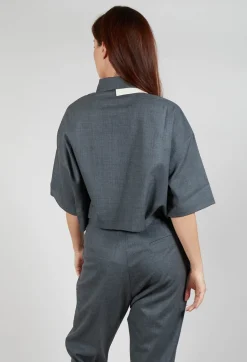 Double Collar Shirt in Grey Blue