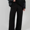 Double Layer Trousers in Viscosa Seta Nero