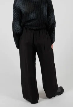 Double Layer Trousers in Viscosa Seta Nero