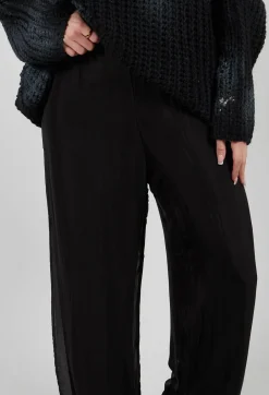 Double Layer Trousers in Viscosa Seta Nero