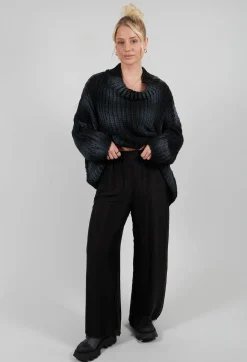 Double Layer Trousers in Viscosa Seta Nero