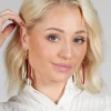 Double Oval Hoop Earrings in Red Multicolour