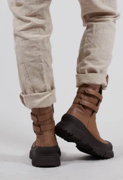 Double Strap Ankle Boots in Gasoline Taupe