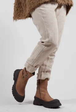Double Strap Ankle Boots in Gasoline Taupe