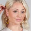 Double Twisted Hoop Earrings in Grey Multicolour