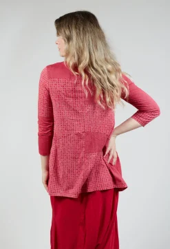 Draped Jersey Top in Chili Print