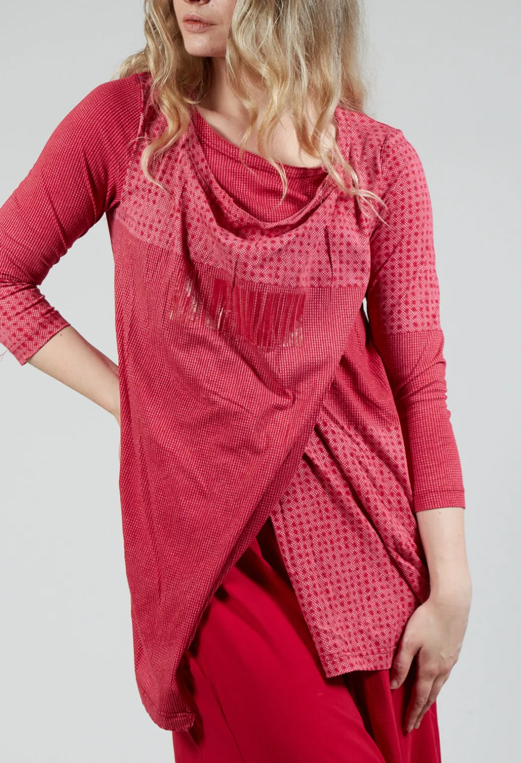 Draped Jersey Top in Chili Print
