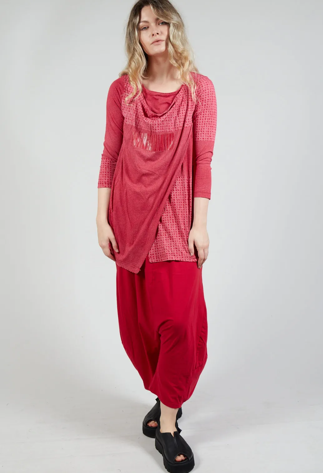 Draped Jersey Top in Chili Print